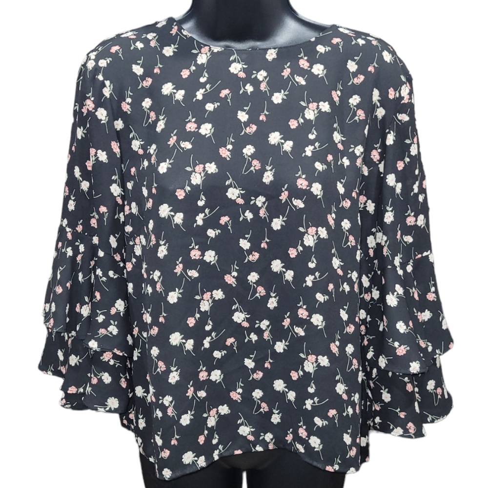 Stella Sky semi-sheer floral blouse Size S